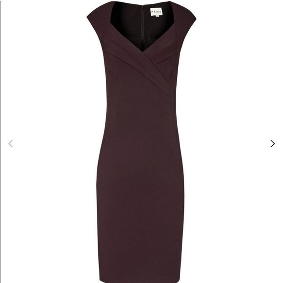 REISS Mora Fitted Pencil Midi Dress with Cap Sleeve Grape Size 6 - Picture 4 of 15